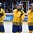 HELSINKI, FINLAND - JANUARY 5: Sweden's William Lagesson #3, Sweden's Oskar Lindblom #23 and Sweden's Axel Holmstrom #25 after an 8-3 loss to Team USA during bronze medal game action at the 2016 IIHF World Junior Championship. (Photo by Matt Zambonin/HHOF-IIHF Images)

